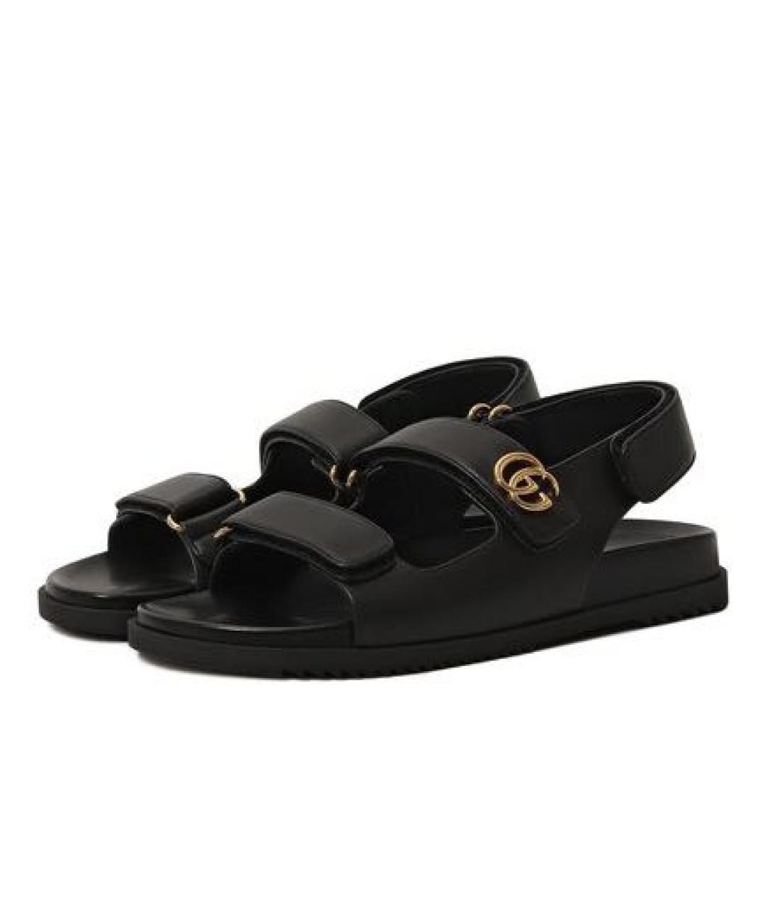 GUCCI Черные кожаные сандалии, фото 2