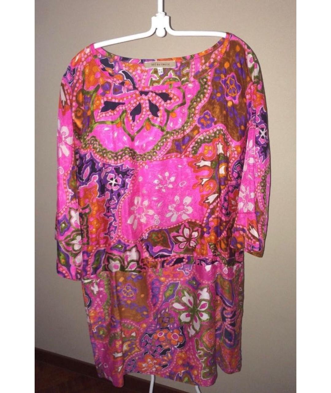 SEE BY CHLOE Мульти шелковое коктейльное платье, фото 9