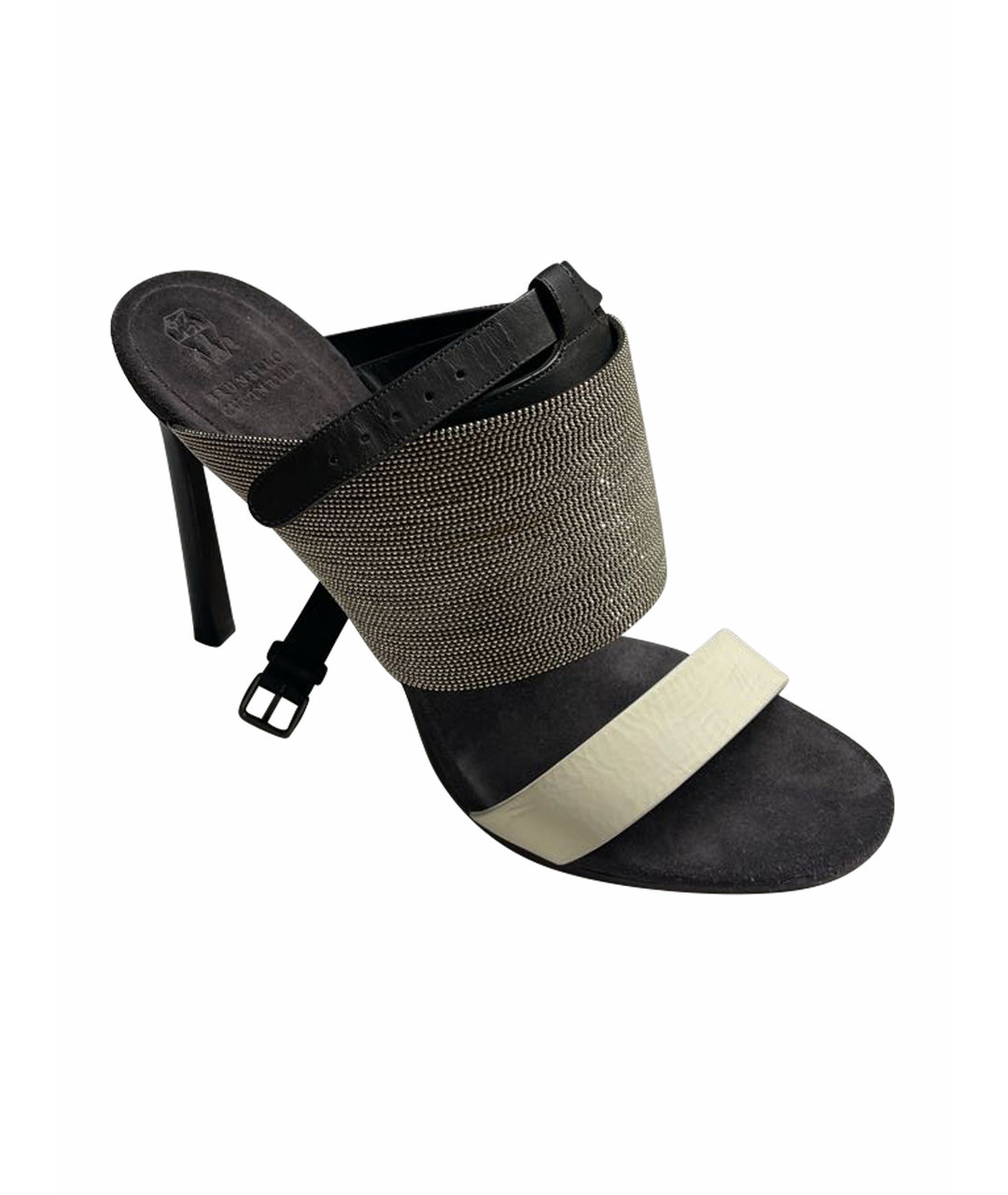 BRUNELLO CUCINELLI Серебряные кожаные босоножки, фото 1