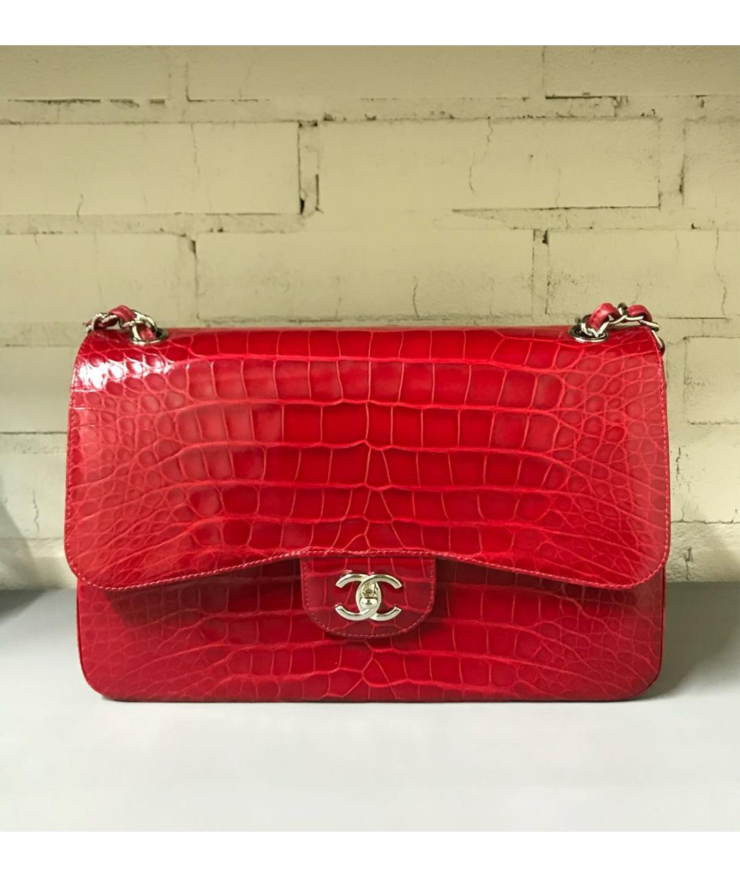 CHANEL Красная сумка через плечо из экзотической кожи, фото 4