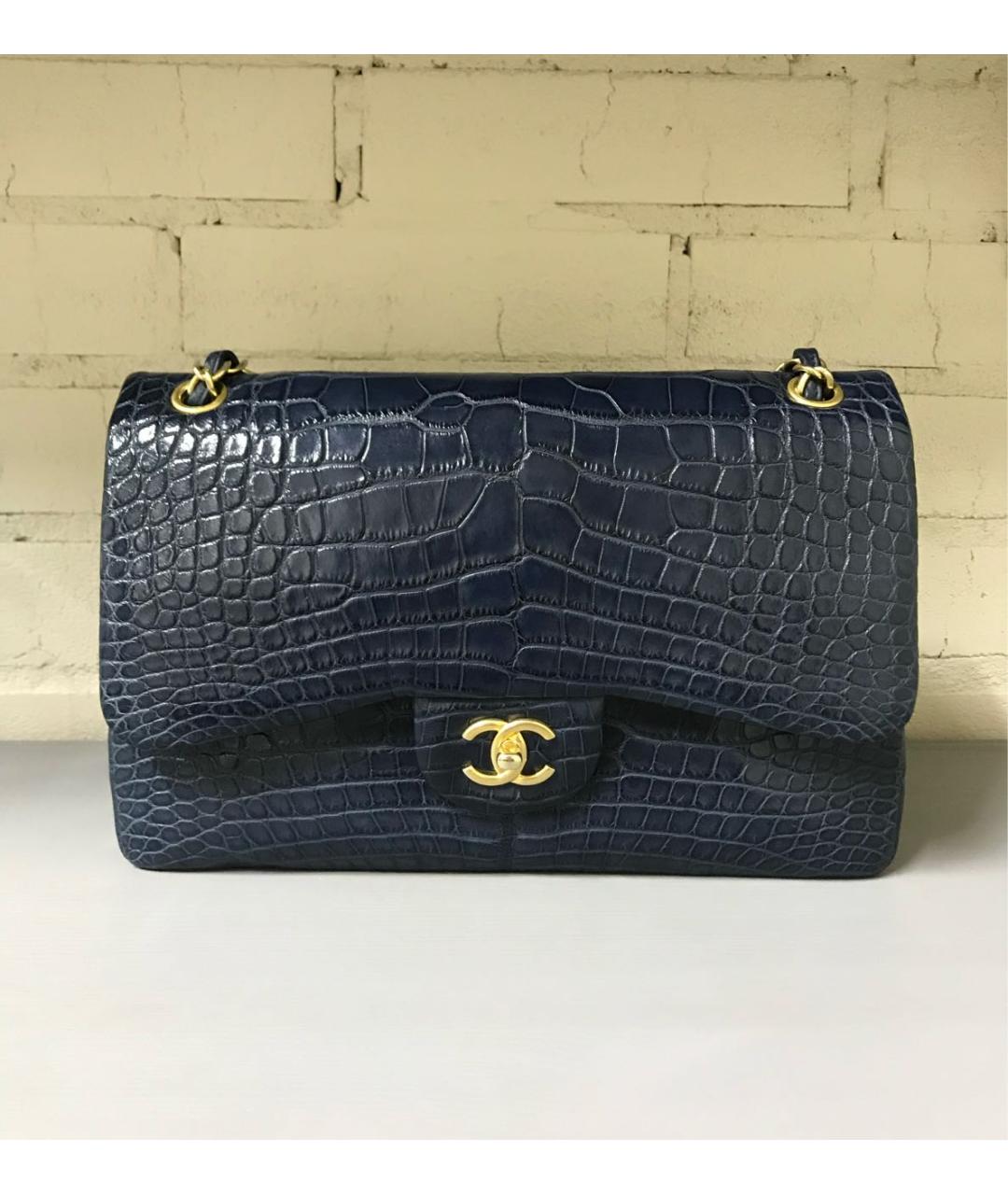 CHANEL Темно-синяя сумка через плечо из экзотической кожи, фото 5