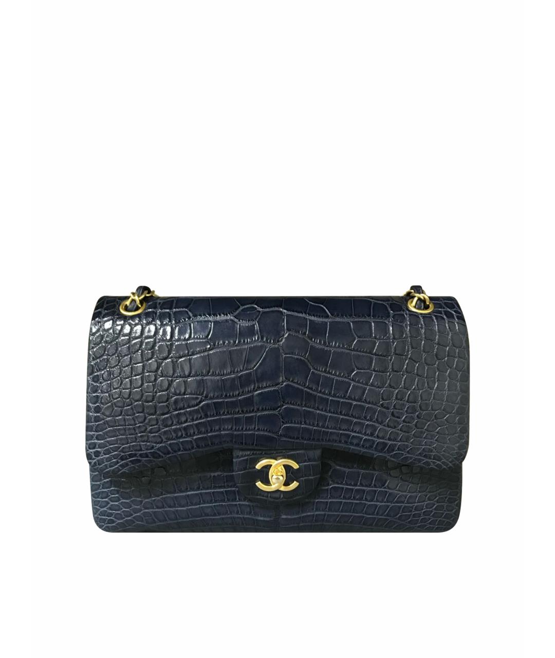 CHANEL Темно-синяя сумка через плечо из экзотической кожи, фото 1