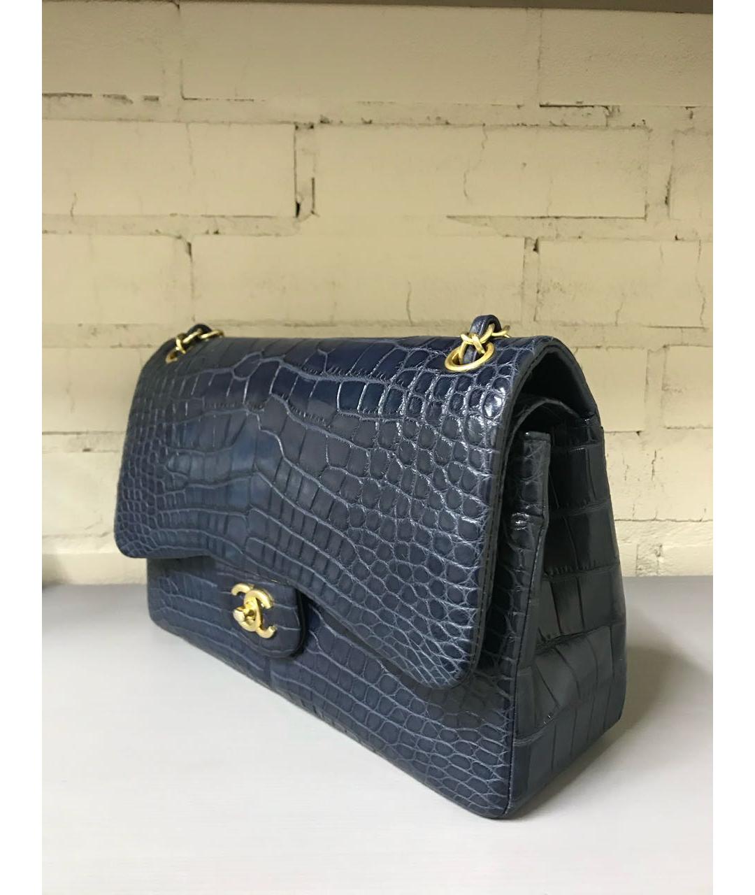 CHANEL Темно-синяя сумка через плечо из экзотической кожи, фото 2