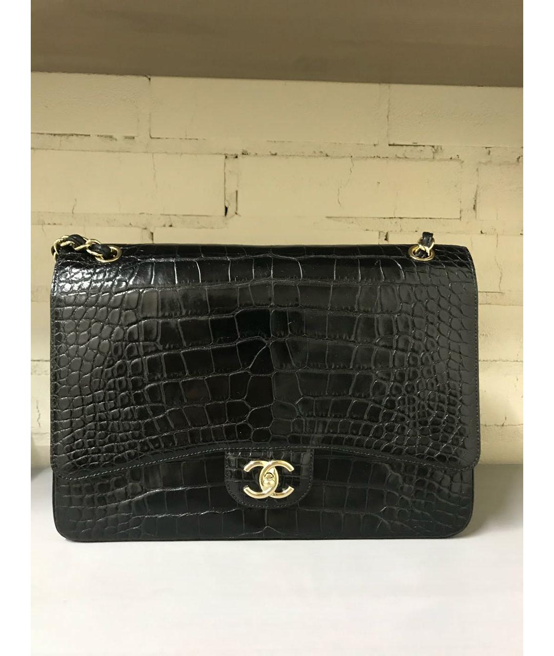 CHANEL Черная сумка через плечо из экзотической кожи, фото 4