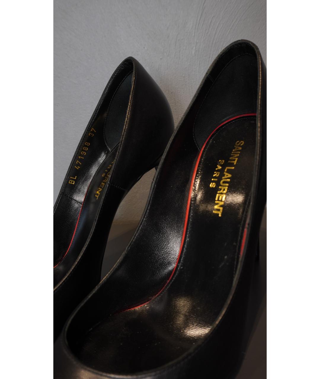 SAINT LAURENT Черные кожаные туфли, фото 8