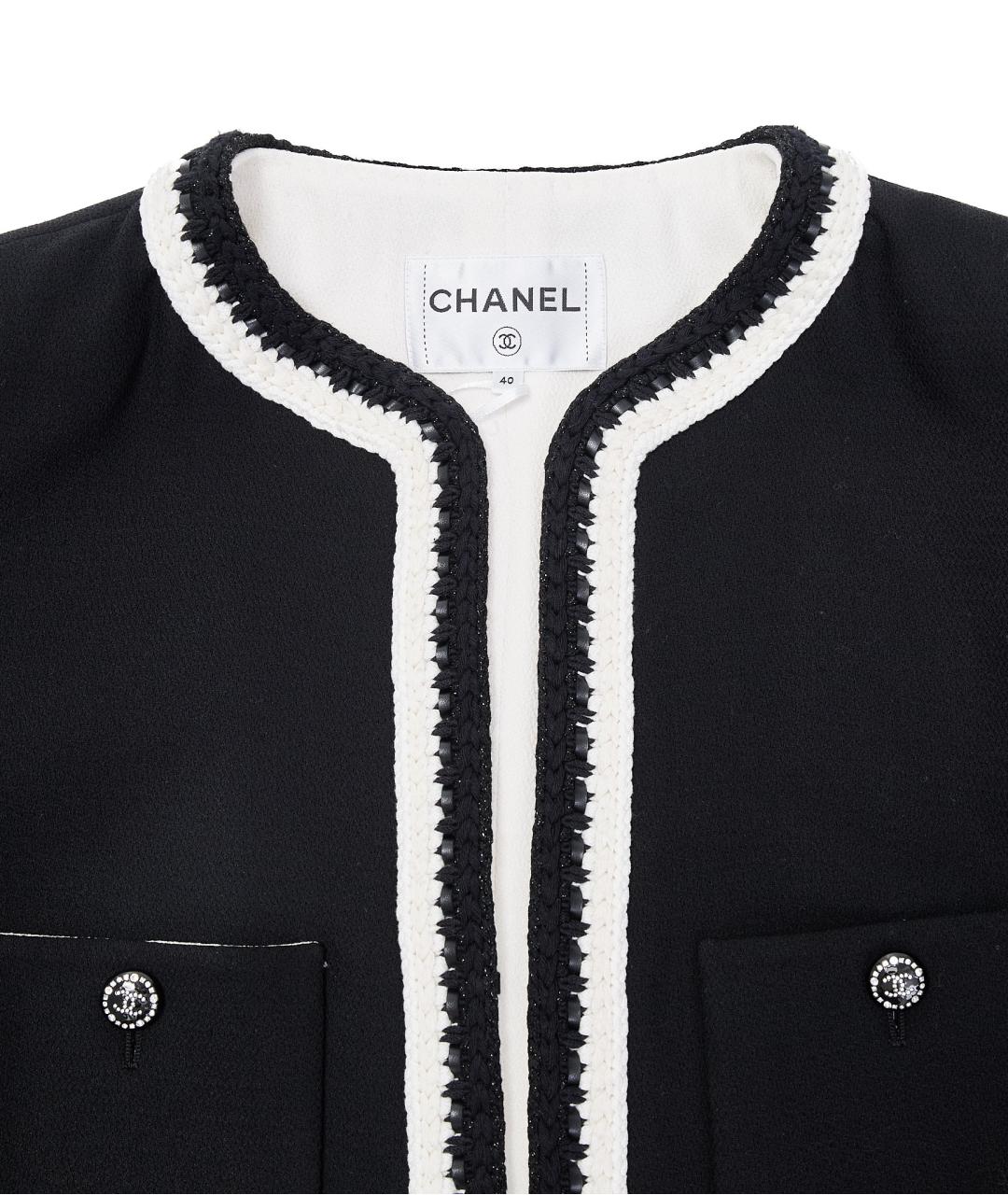 CHANEL Черный шелковый жакет/пиджак, фото 3