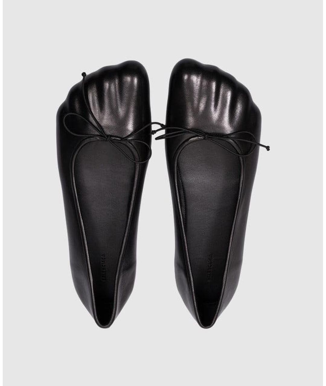BALENCIAGA Черные кожаные балетки, фото 3
