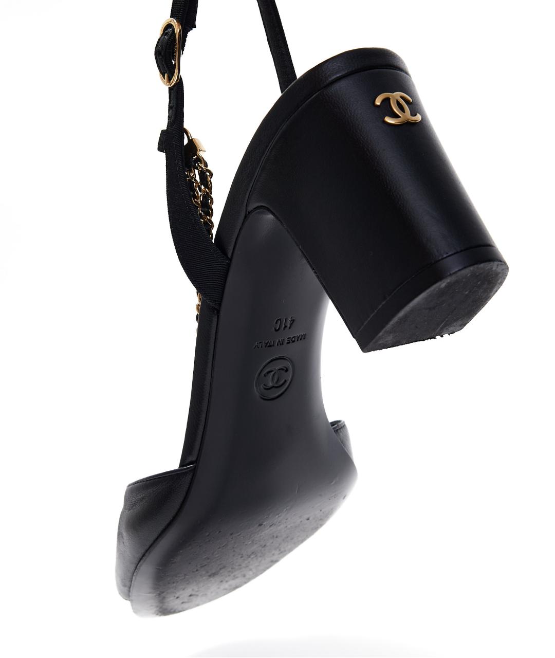 CHANEL Черные кожаные босоножки, фото 6
