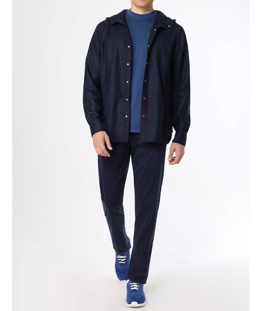 KITON Темно-синие хлопко-эластановые повседневные брюки, фото 7