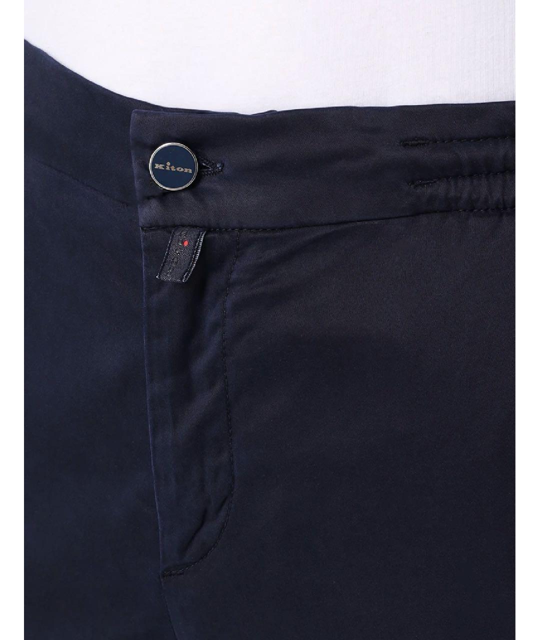 KITON Темно-синие хлопко-эластановые повседневные брюки, фото 8