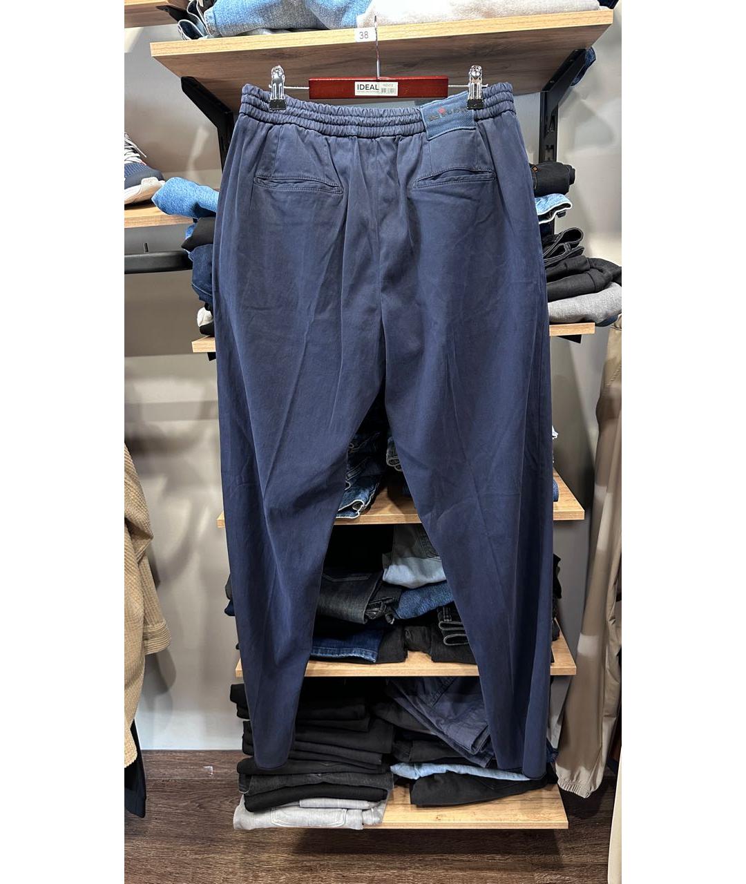 KITON Темно-синие хлопко-эластановые повседневные брюки, фото 2