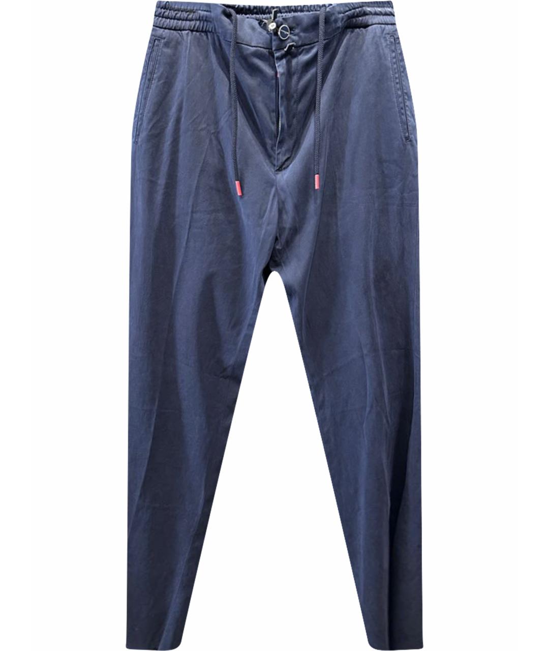 KITON Темно-синие хлопко-эластановые повседневные брюки, фото 1