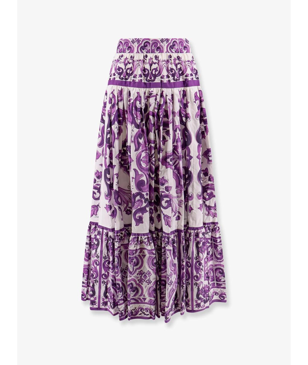 DOLCE&GABBANA Фиолетовая хлопковая юбка макси, фото 4