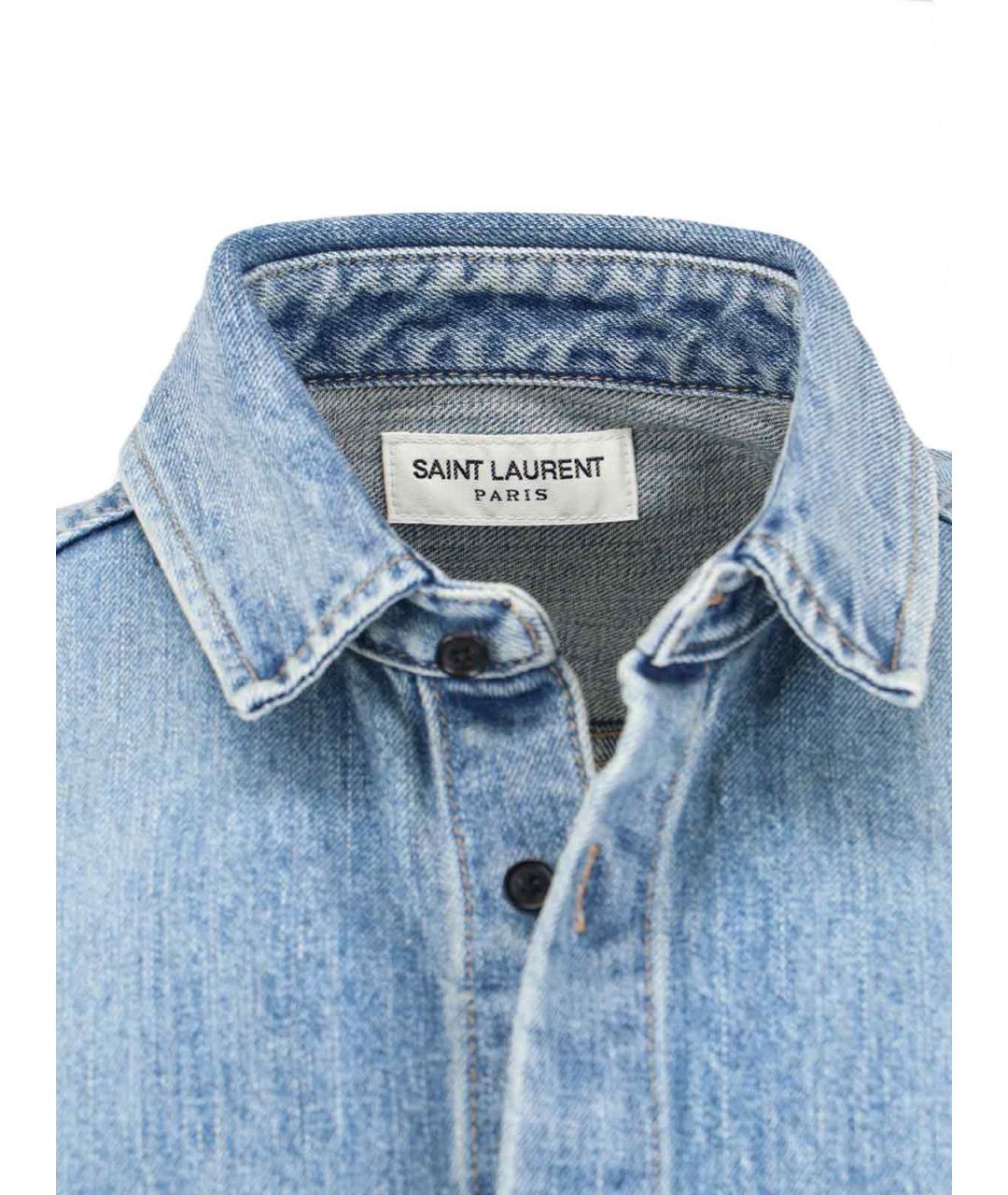 SAINT LAURENT Голубая хлопковая кэжуал рубашка, фото 2