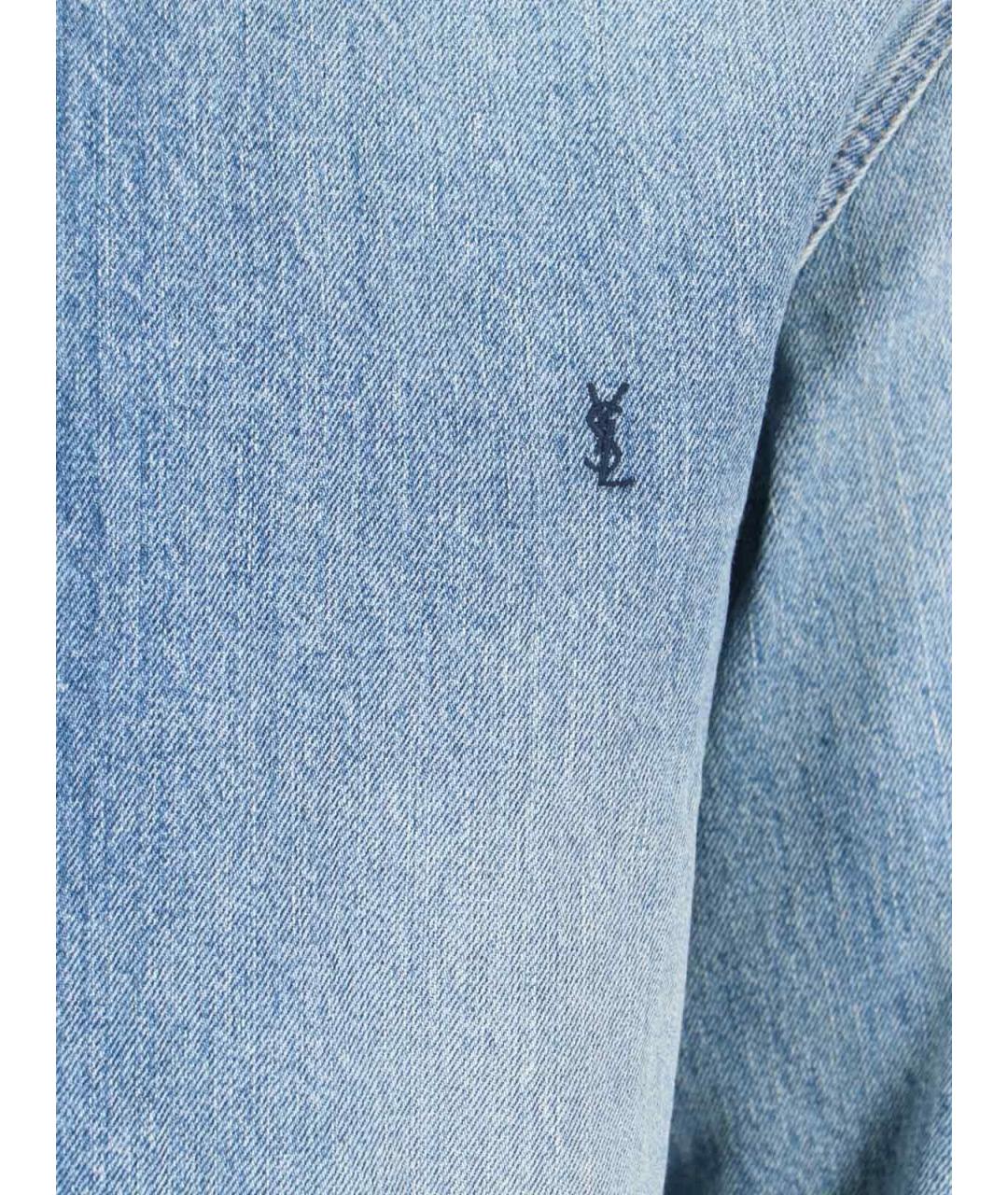 SAINT LAURENT Голубая хлопковая кэжуал рубашка, фото 3