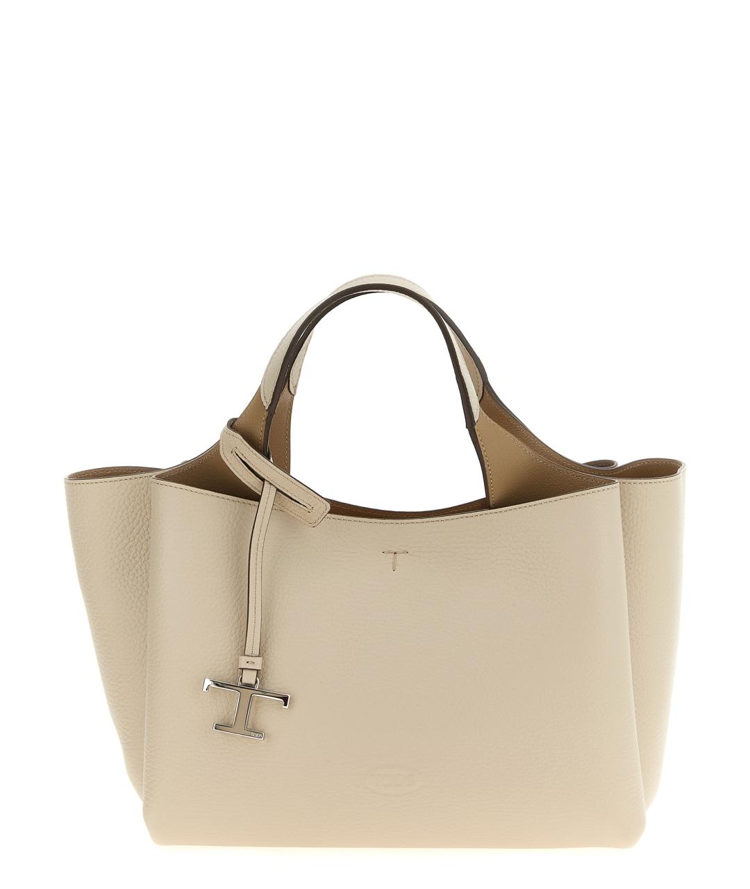 TOD'S Бежевая кожаная сумка тоут, фото 1