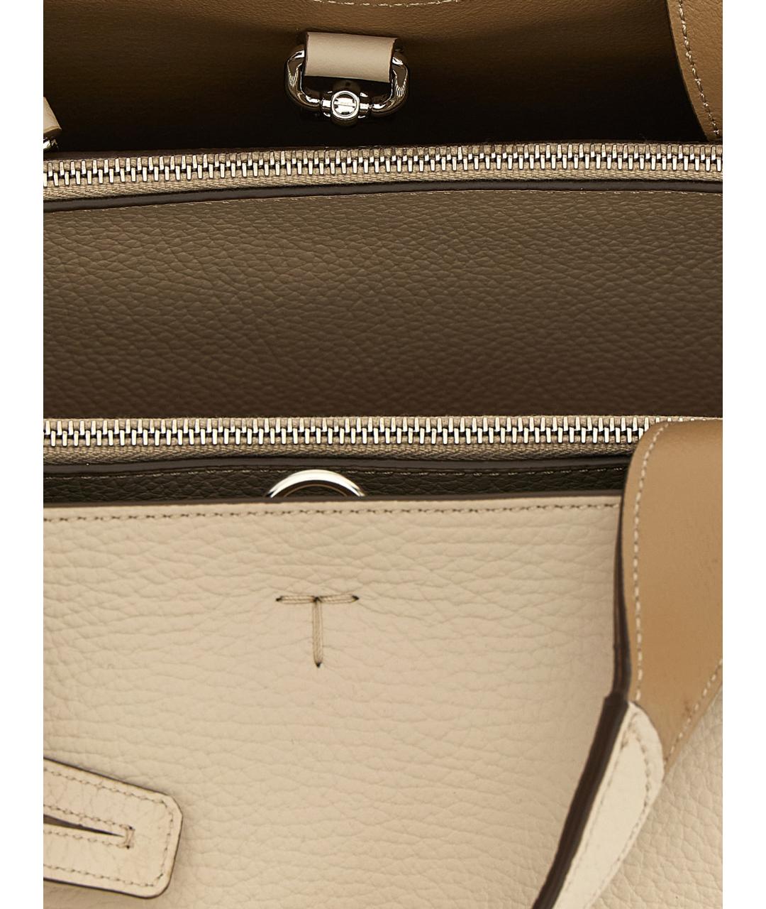TOD'S Бежевая кожаная сумка тоут, фото 4