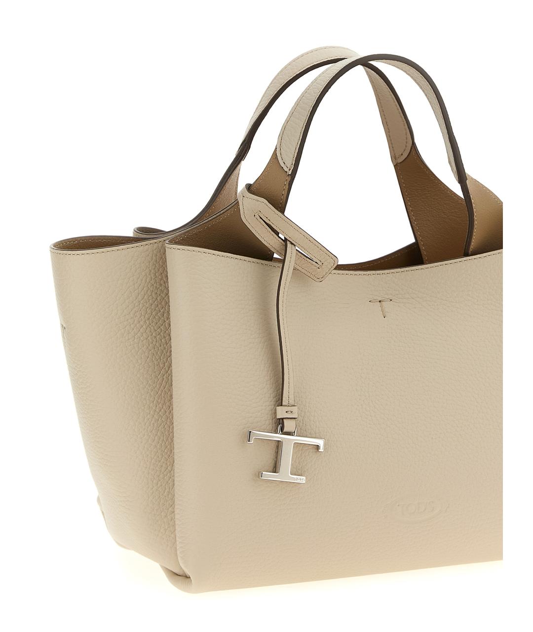 TOD'S Бежевая кожаная сумка тоут, фото 3