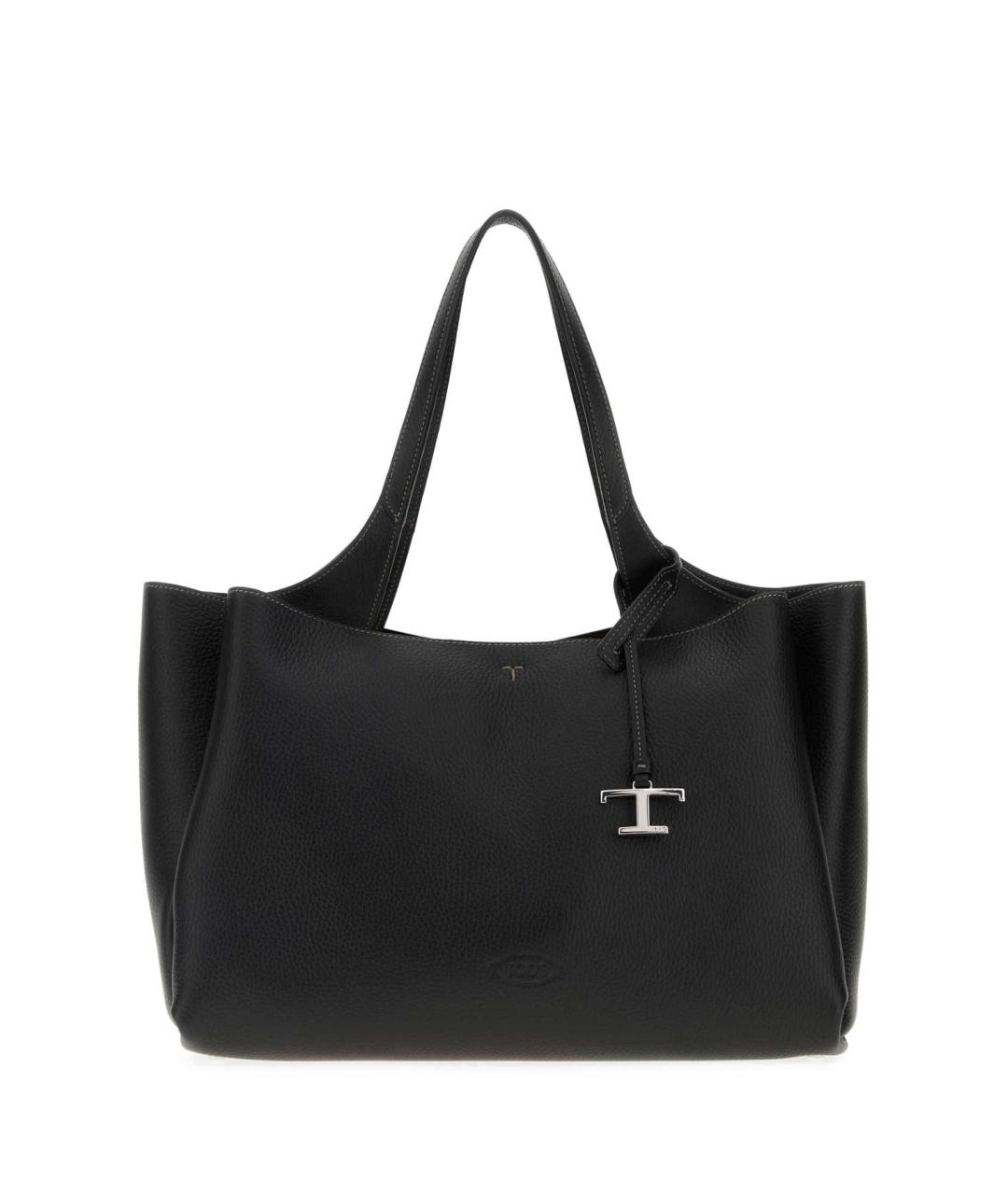 TOD'S Черная кожаная сумка тоут, фото 1