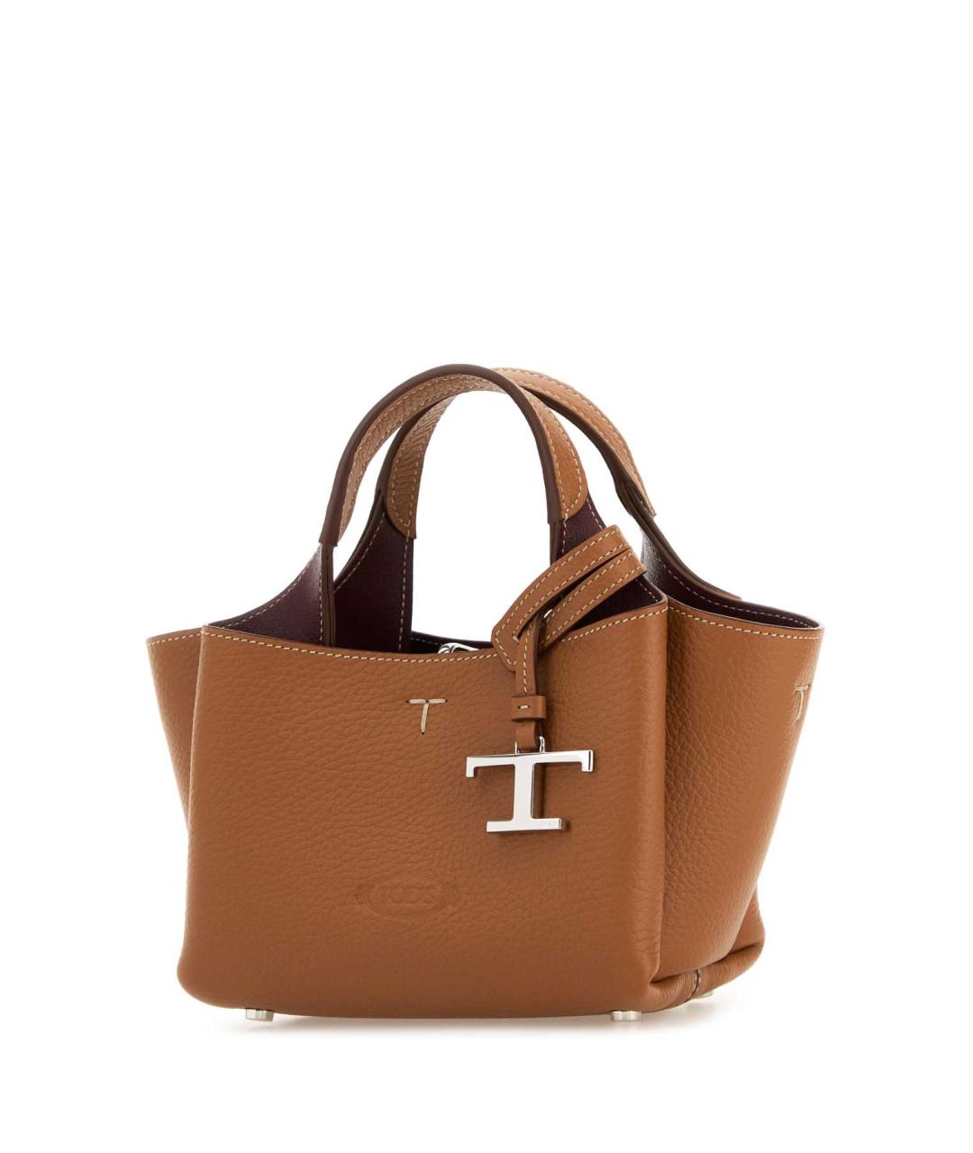 TOD'S Коричневая кожаная сумка с короткими ручками, фото 2
