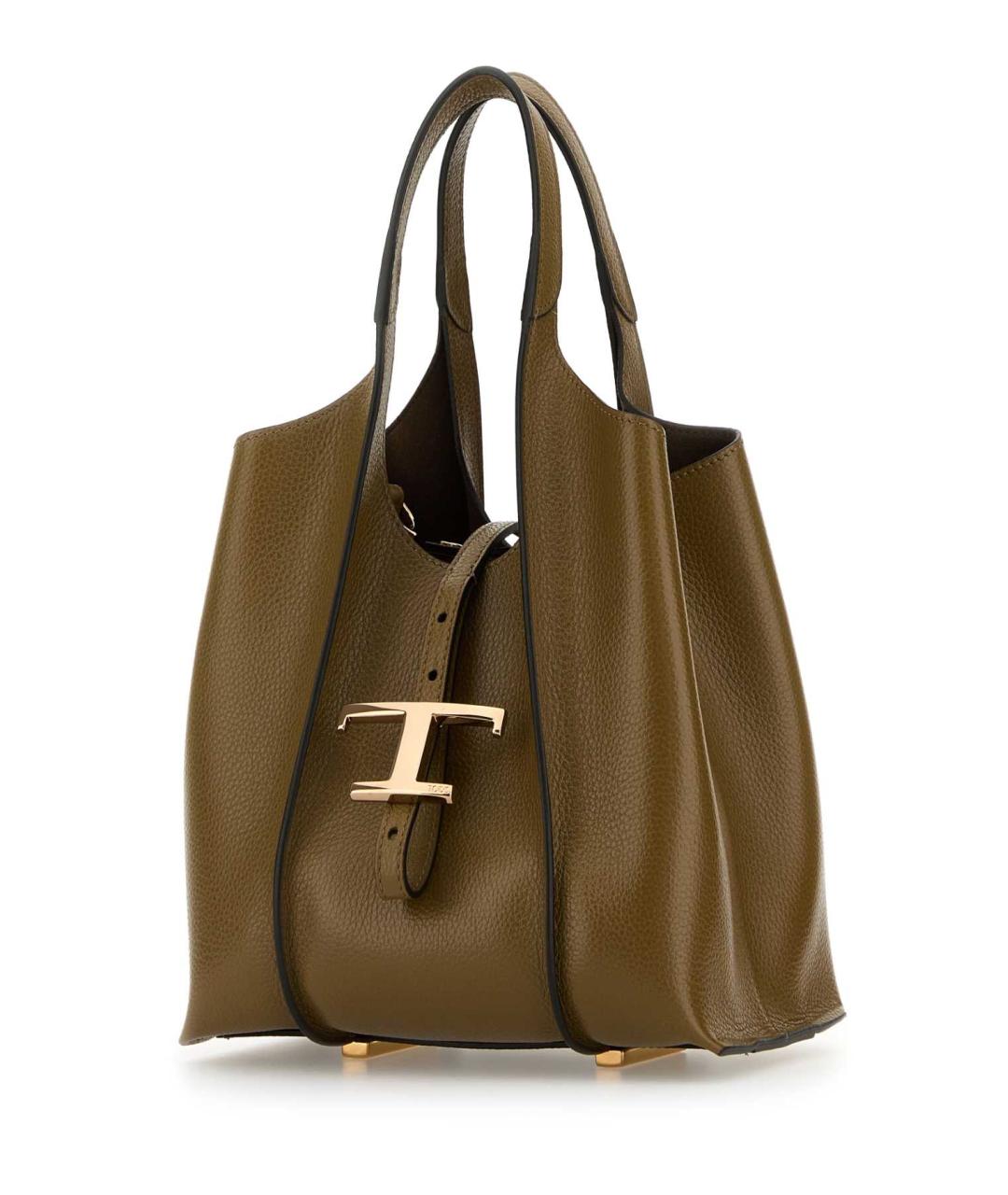 TOD'S Зеленая кожаная сумка тоут, фото 2