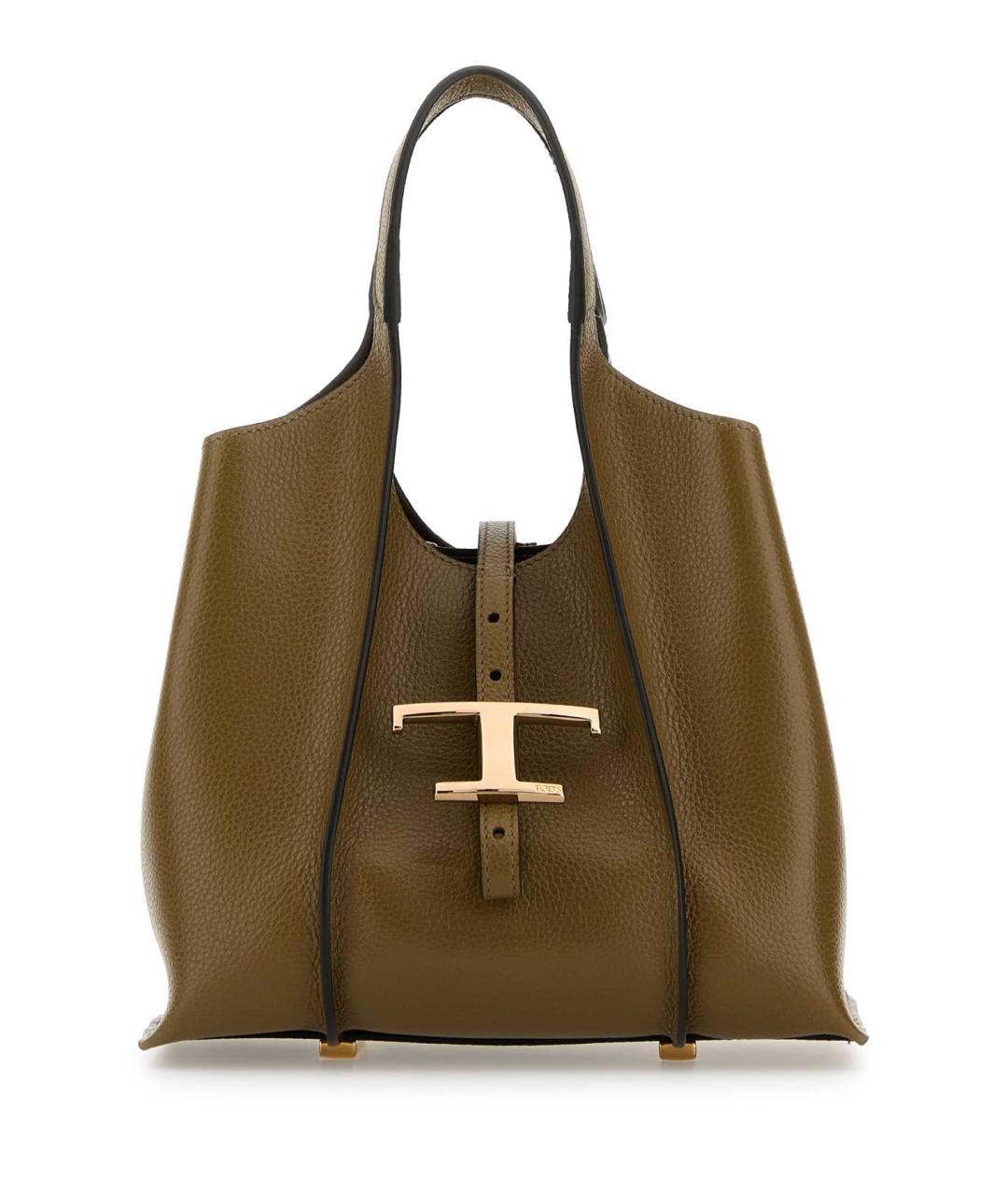 TOD'S Зеленая кожаная сумка тоут, фото 1