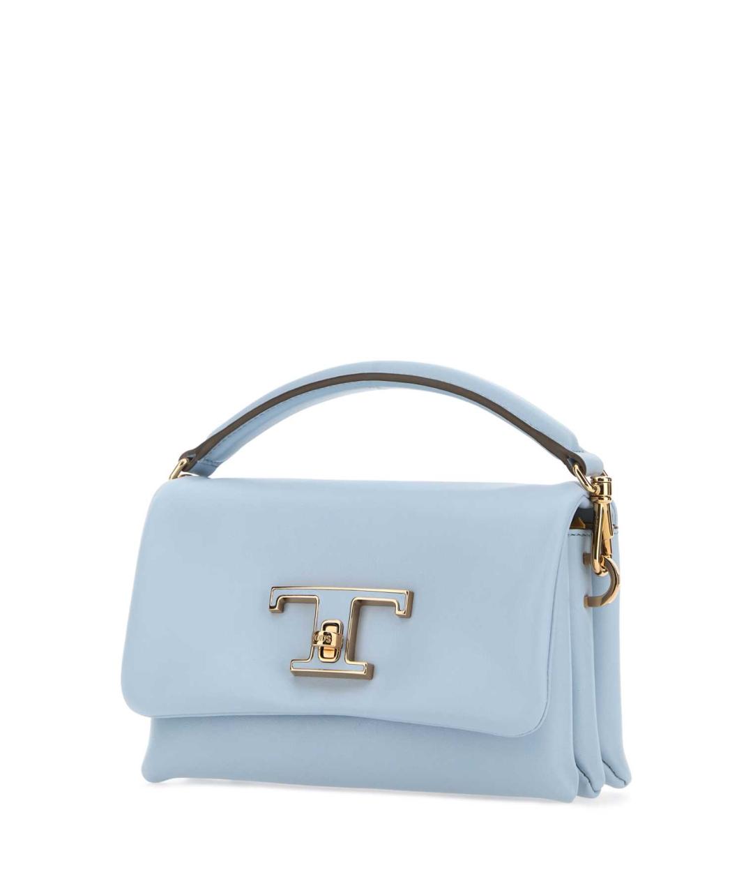 TOD'S Голубая кожаная сумка с короткими ручками, фото 2