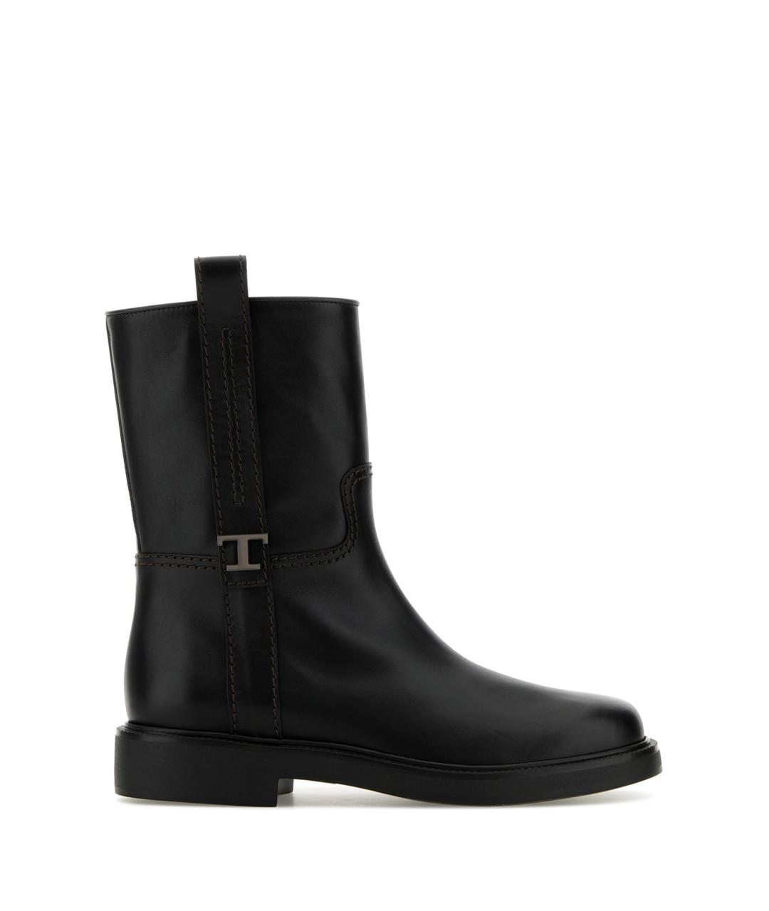 TOD'S Черные кожаные ботинки, фото 1