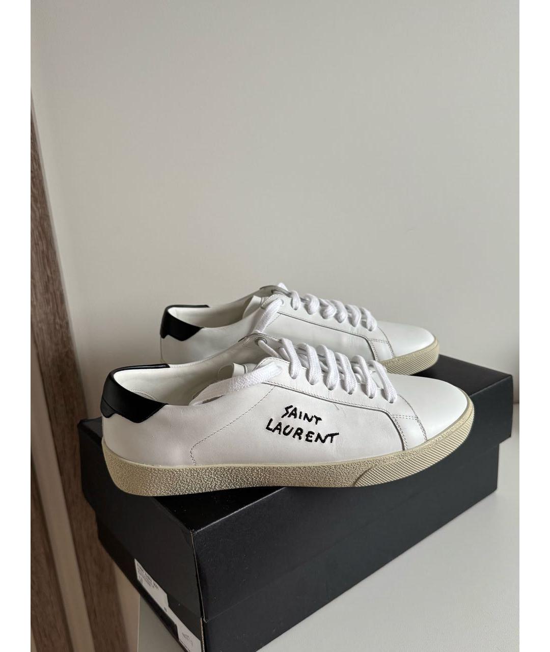 SAINT LAURENT Белые кожаные кеды, фото 4