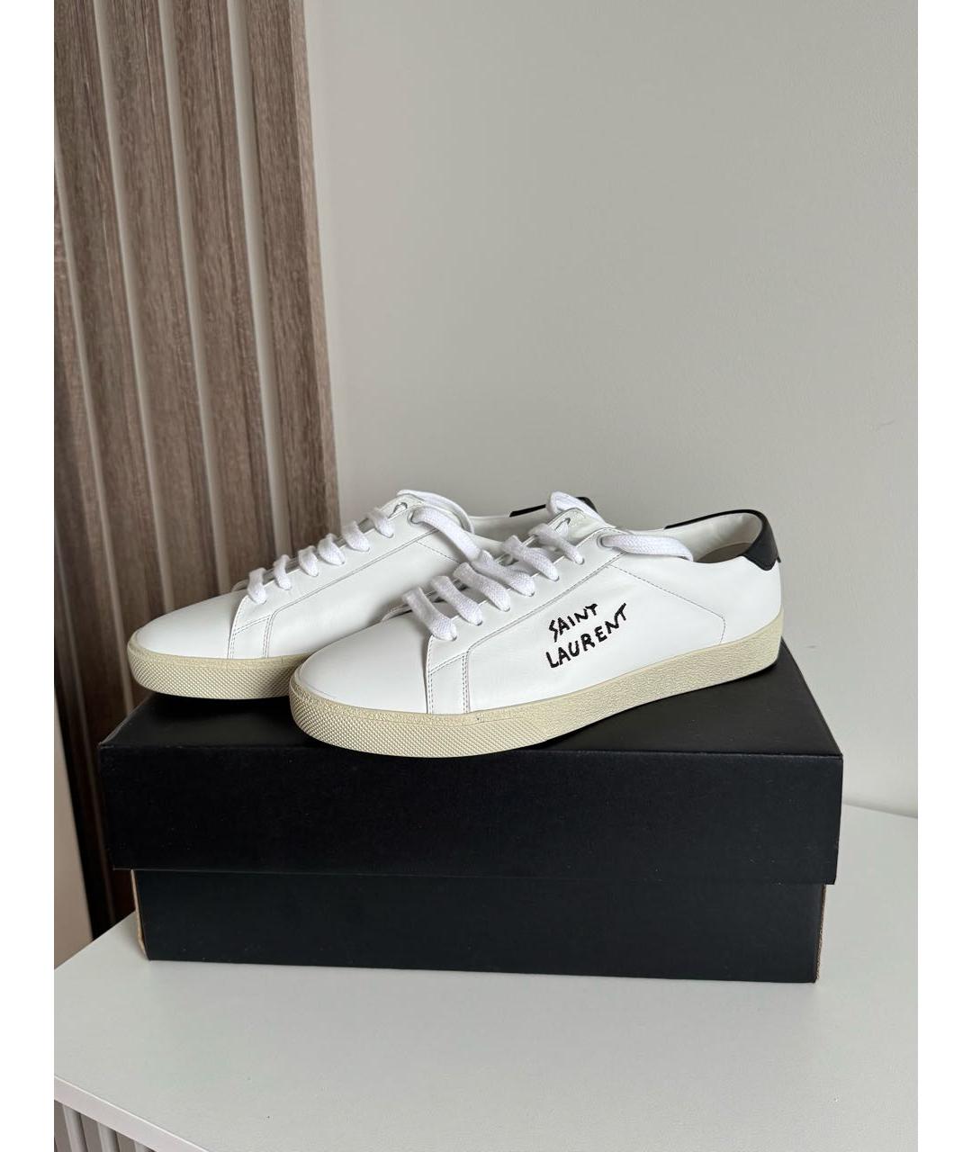 SAINT LAURENT Белые кожаные кеды, фото 2