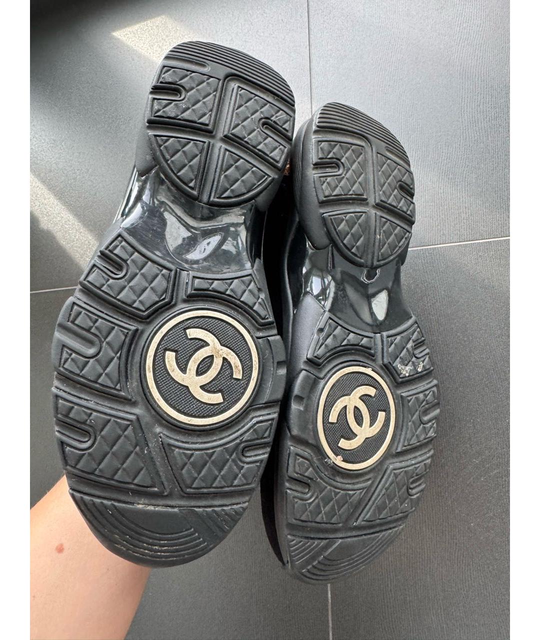CHANEL Черные нубуковые кроссовки, фото 4