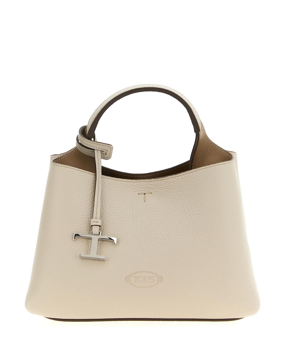 TOD'S Бежевая кожаная сумка тоут, фото 1