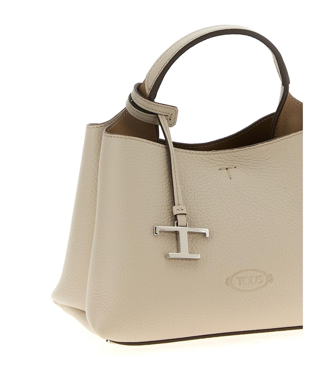 TOD'S Бежевая кожаная сумка тоут, фото 3