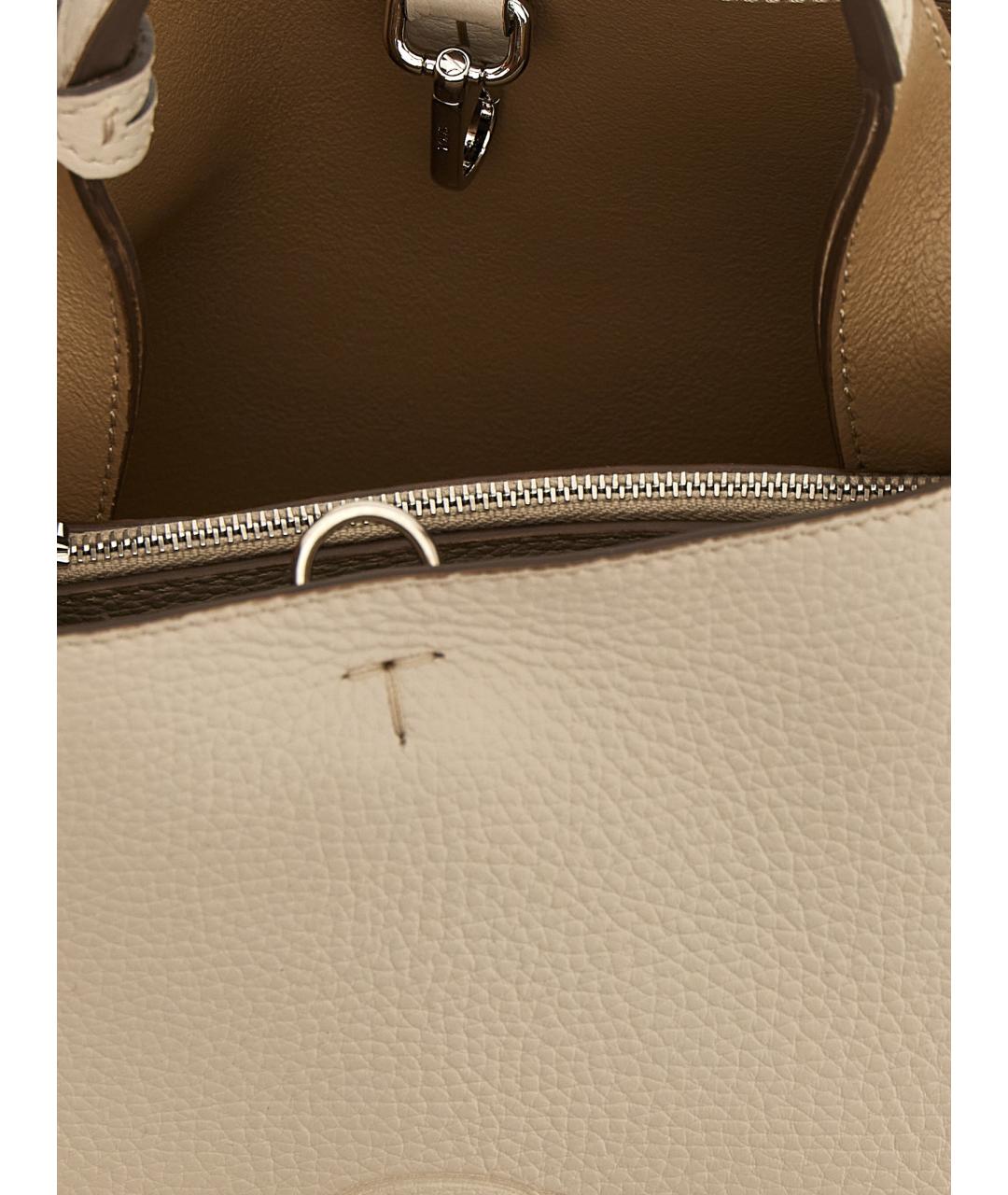TOD'S Бежевая кожаная сумка тоут, фото 4