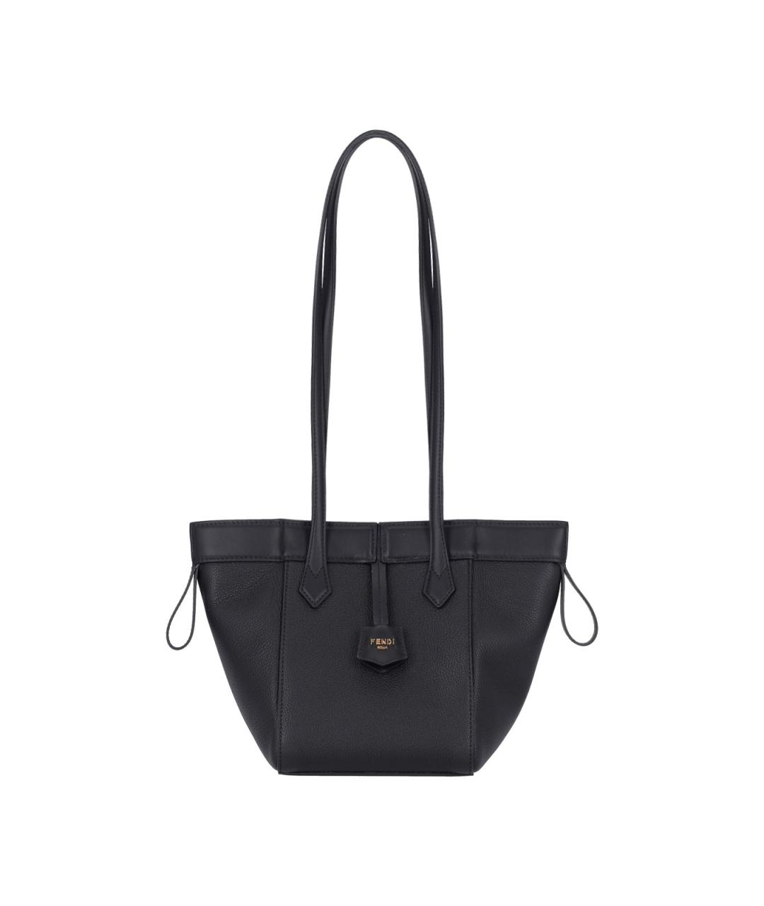 FENDI Черная кожаная сумка тоут, фото 2
