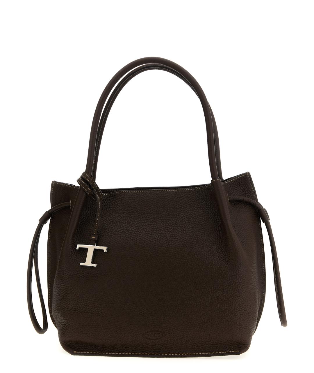 TOD'S Коричневая кожаная сумка тоут, фото 1
