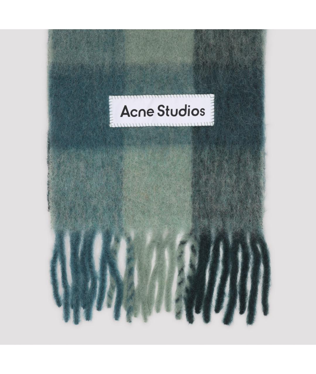 ACNE STUDIOS Зеленый шерстяной шарф, фото 2