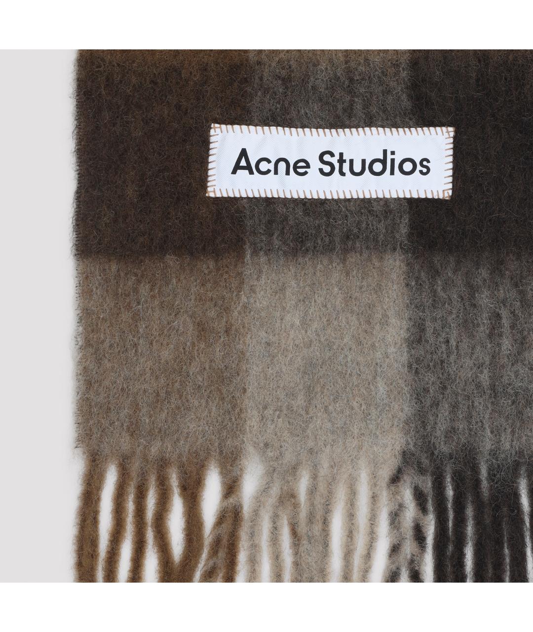 ACNE STUDIOS Коричневый шерстяной шарф, фото 2