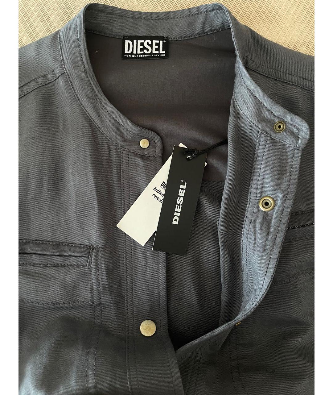 DIESEL Антрацитовое льняное платье, фото 4