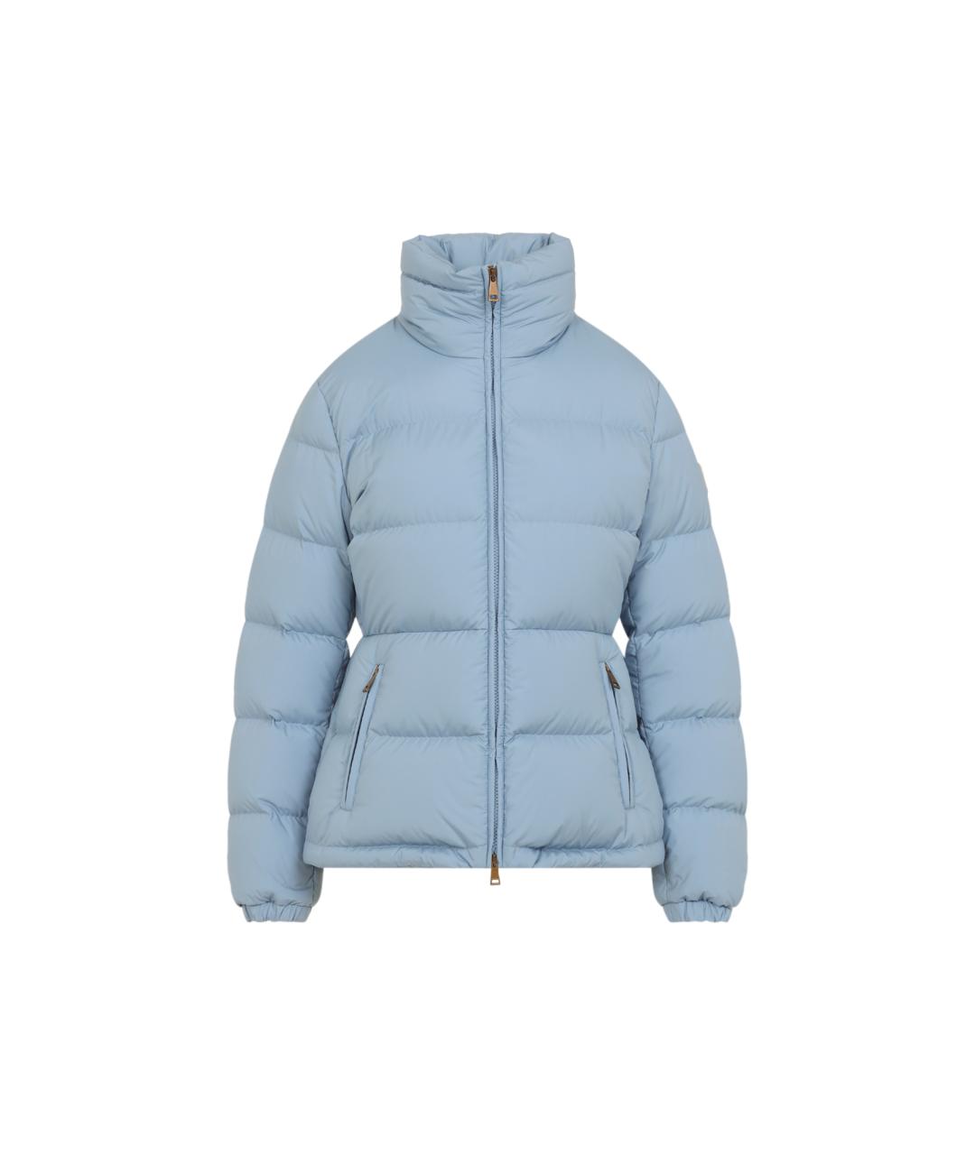 MONCLER Голубой полиэстеровый пуховик, фото 1