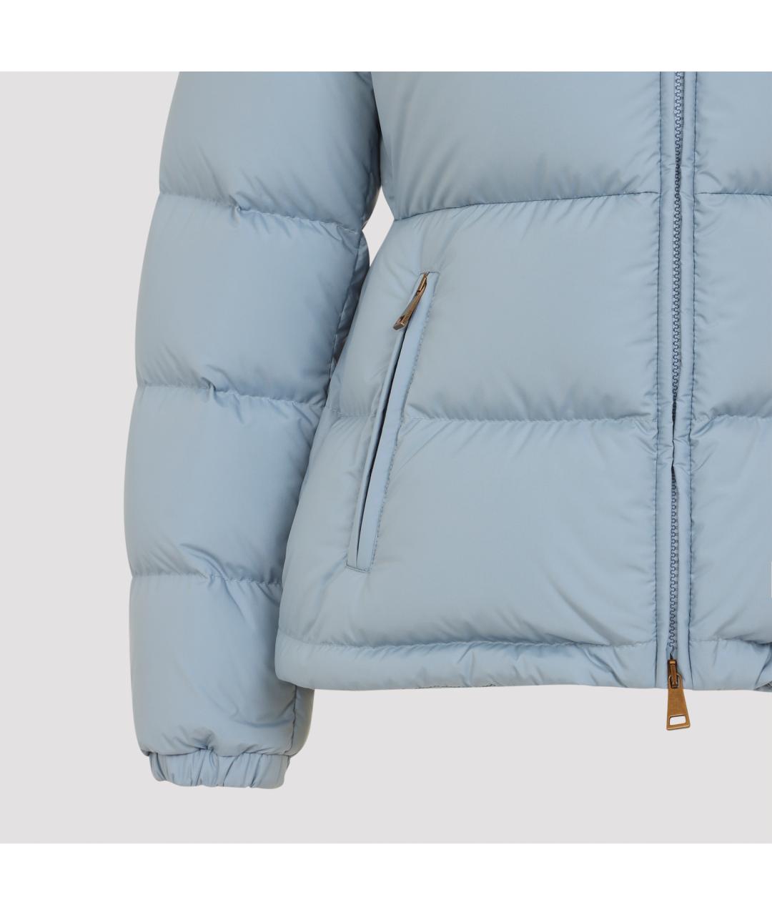 MONCLER Голубой полиэстеровый пуховик, фото 3
