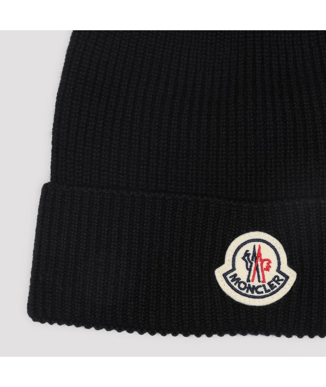 MONCLER Черная шерстяная шапка, фото 2