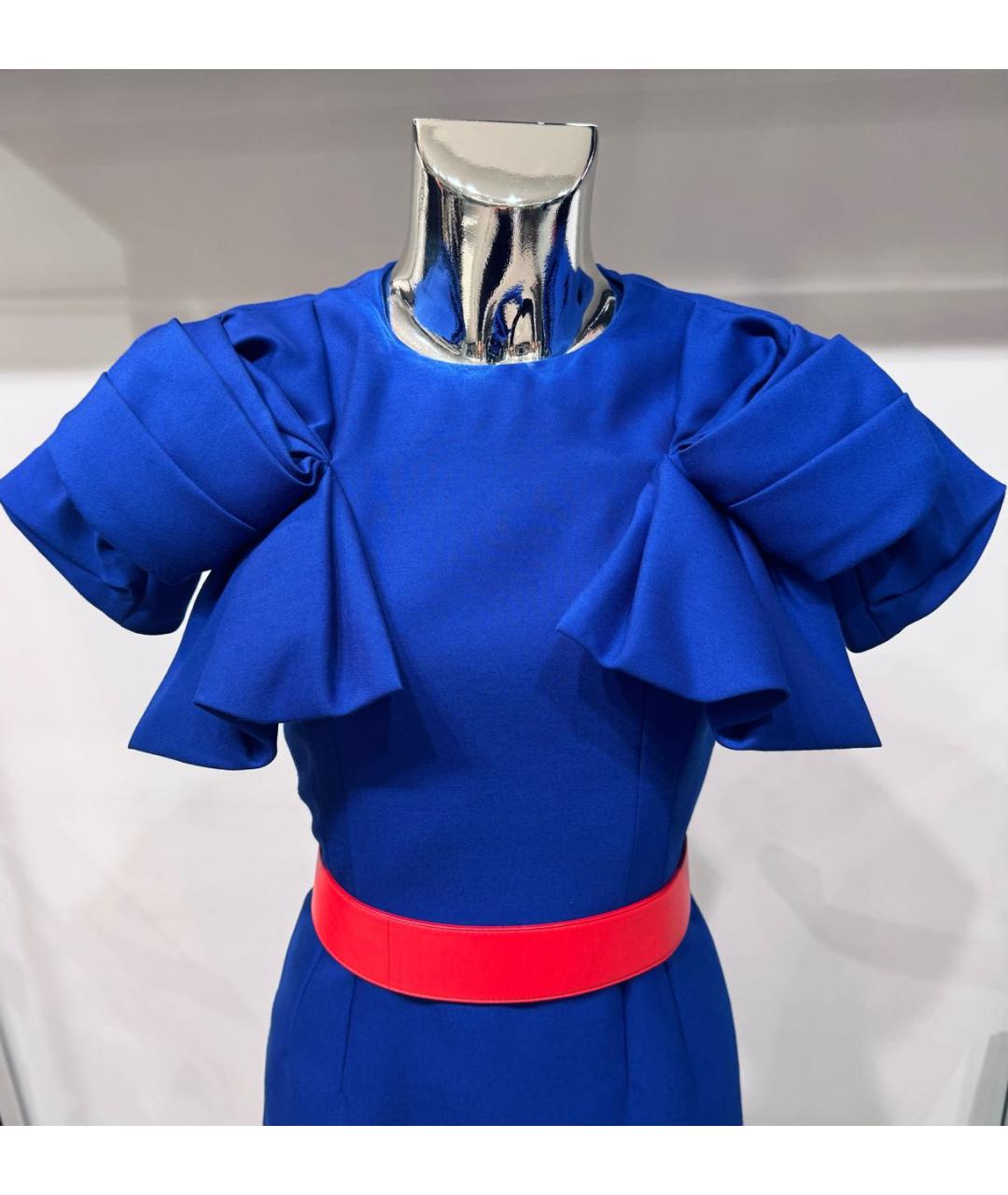 ALEXANDER MCQUEEN Синее шерстяное коктейльное платье, фото 4