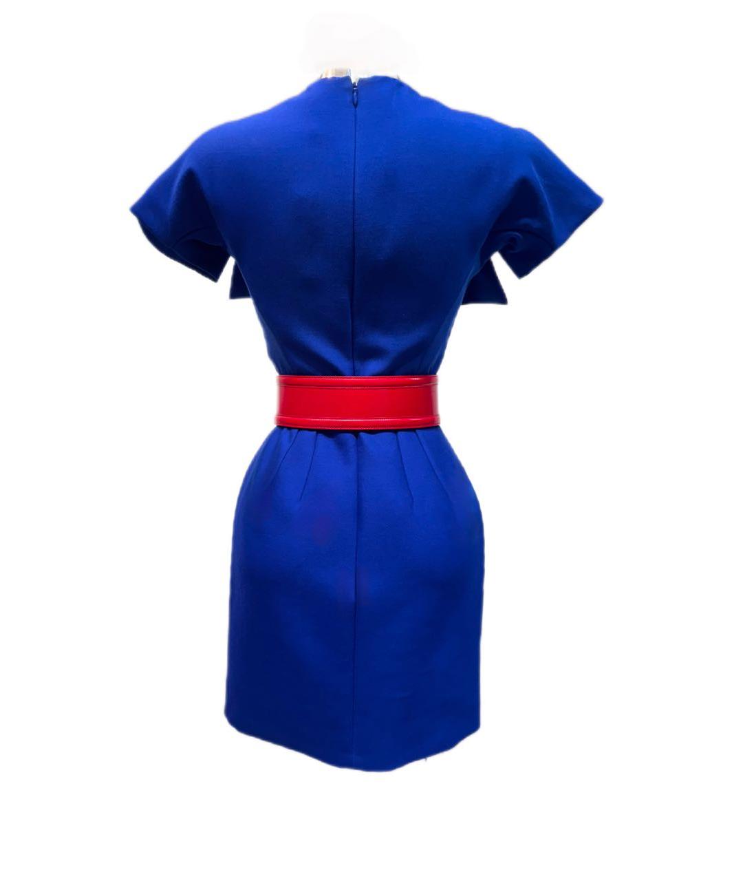 ALEXANDER MCQUEEN Синее шерстяное коктейльное платье, фото 3