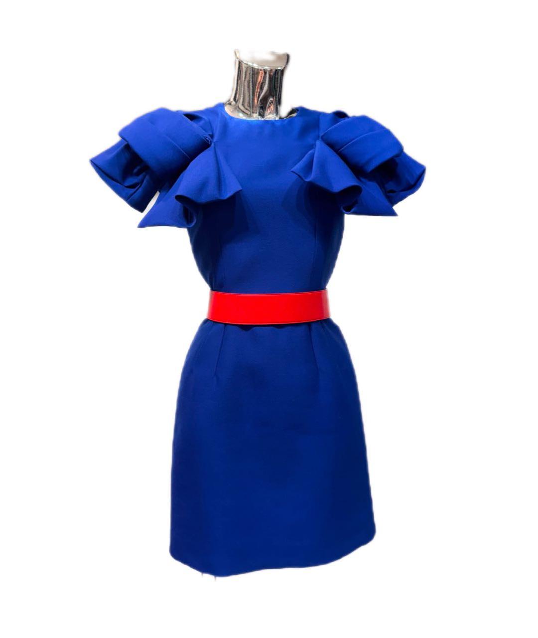 ALEXANDER MCQUEEN Синее шерстяное коктейльное платье, фото 7