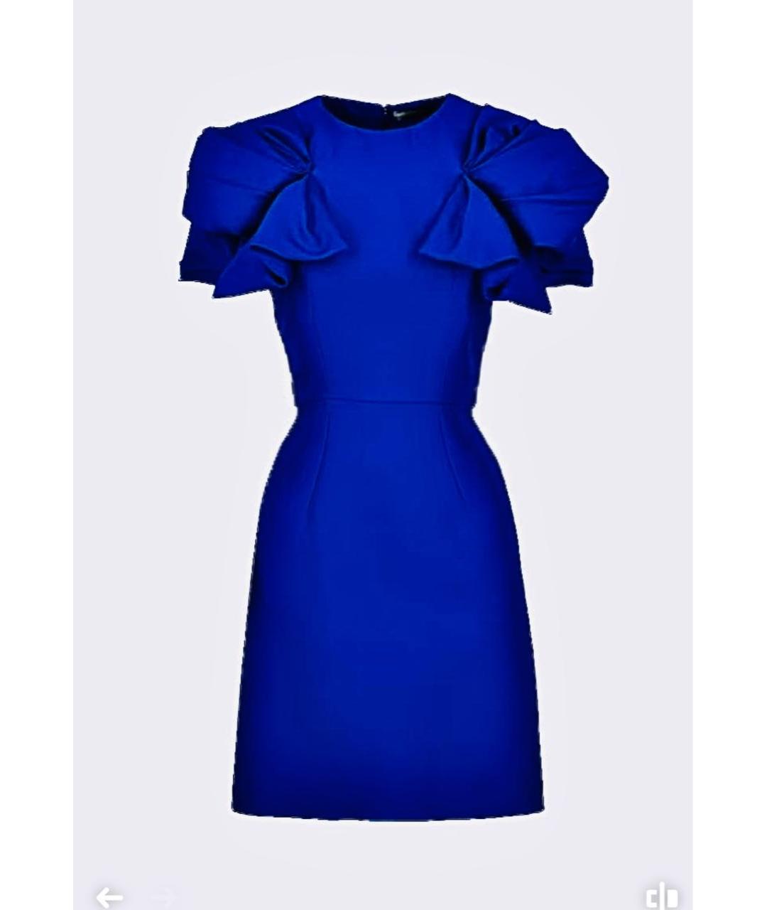ALEXANDER MCQUEEN Синее шерстяное коктейльное платье, фото 2
