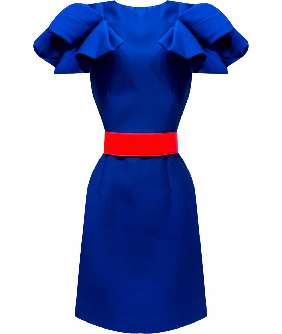 ALEXANDER MCQUEEN Синее шерстяное коктейльное платье, фото 1