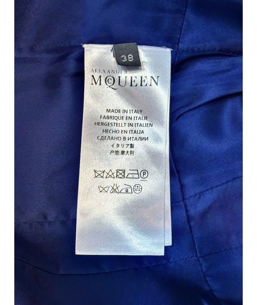 ALEXANDER MCQUEEN Синее шерстяное коктейльное платье, фото 5