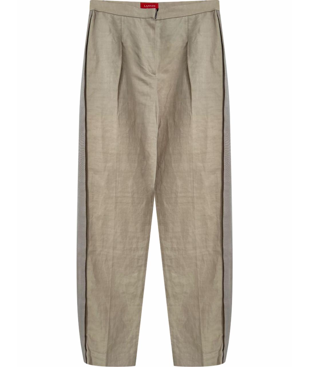 LANVIN Бежевые хлопковые прямые брюки, фото 1