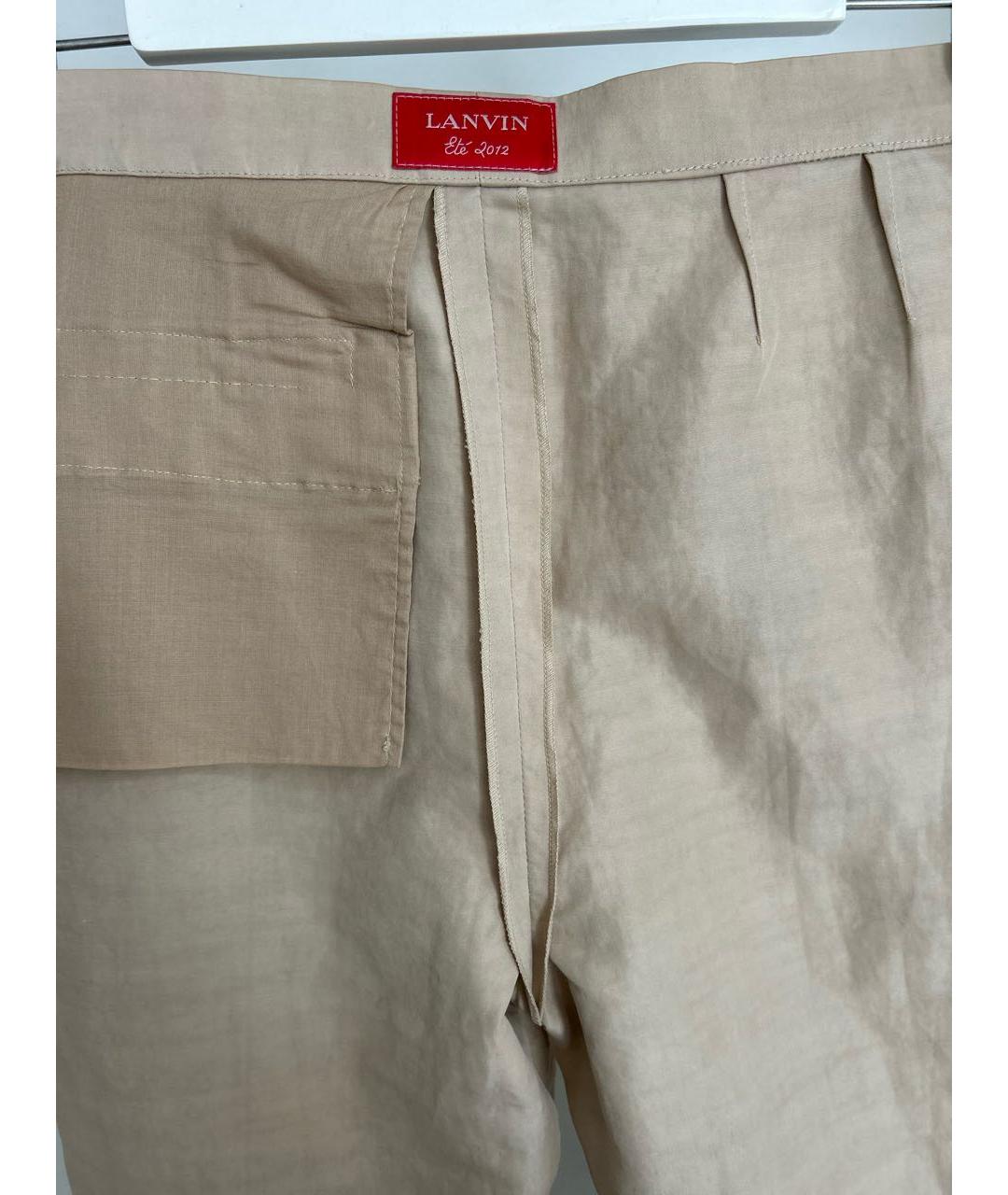 LANVIN Бежевые хлопковые прямые брюки, фото 3